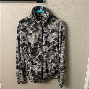The North Face Black and Gray Patterned Fleece Jacket